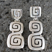 Load image into Gallery viewer, Ancient Greece Meander Sterling Silver 925 Earrings - Meandros Greek Key Motif