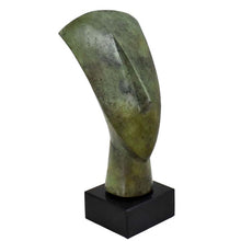 Load image into Gallery viewer, Cycladic Bronze Head statue on marble base - Ancient Abstract Art - Simplicity