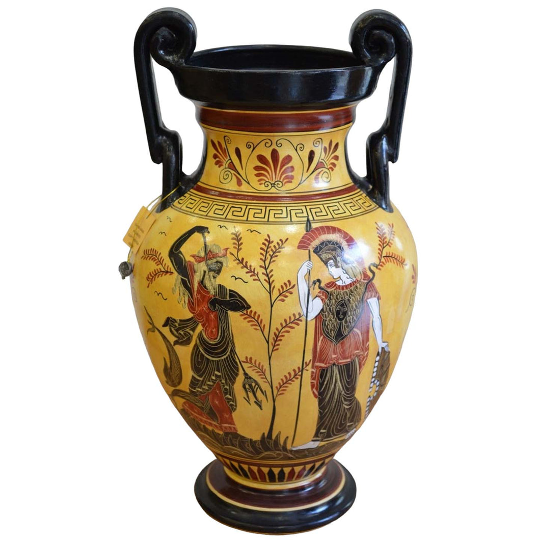 Achilles Poseidon & Goddess Athena - Amphora Vase - Museum Replica