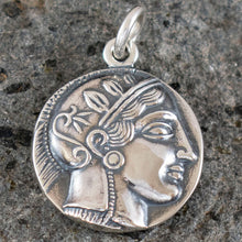 Load image into Gallery viewer, Athens Tetradrachm - Goddess Athena & Owl of Wisdom Large Silver Pendant