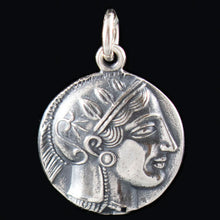 Load image into Gallery viewer, Athens Tetradrachm - Goddess Athena & Owl of Wisdom Large Silver Pendant