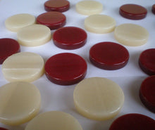 Load image into Gallery viewer, 30 Acrylic Backgammon Checkers - Chips Red & Ivory 1.4 inches - High Quality