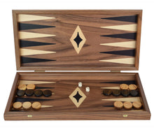 Load image into Gallery viewer, 15&quot; Walnut Backgammon Set - Olive Checkers

