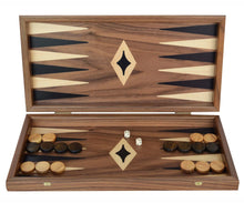 Load image into Gallery viewer, 15" Walnut Backgammon Set - Olive Checkers