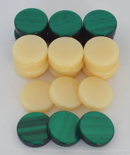 Load image into Gallery viewer, 30 Acrylic Backgammon Checkers - Chips Green & Ivory 1.4 inches - High Quality