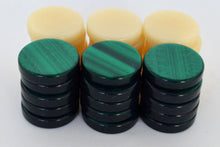 Load image into Gallery viewer, 30 Acrylic Backgammon Checkers - Chips Green & Ivory 1.4 inches - High Quality