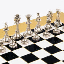 Load image into Gallery viewer, Classic Metal Staunton small Chess Set - Brass Nickel Pawns - Gold Black Board