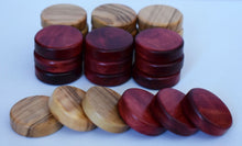 Load image into Gallery viewer, 30 Small 1" Olive Wood chips - Natural Olive Wood - Red Color Checkers