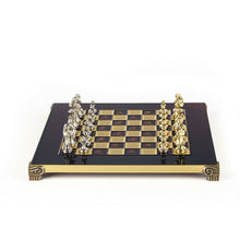 Load image into Gallery viewer, Classic Metal Staunton small Chess Set - Brass Nickel Pawns - Red chess Board
