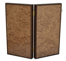 Load image into Gallery viewer, Walnut Burl Traditional 19" Backgammon Set - Handmade in Greece - Olive checkers
