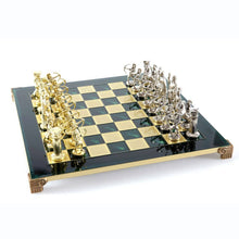 Load image into Gallery viewer, Archers Large Chess Set - Brass Nickel Pawns - Green chess Board