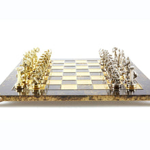 Load image into Gallery viewer, Hercules Chess Set - Brass Nickel Pawns - Brown chess Board