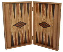 Load image into Gallery viewer, Olive wood 19" Backgammon set - Handmade in Greece - Olive wood chips