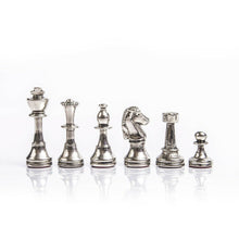Load image into Gallery viewer, Classic Metal Staunton small Chess Set - Brass Nickel Pawns - Gold Black Board