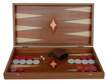Load image into Gallery viewer, Traditional Mahogany wood 19" Backgammon Set - Red White checkers