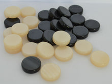 Load image into Gallery viewer, 30 Small Acrylic Backgammon Checkers - Chips Black & Ivory 1 inch - High Quality