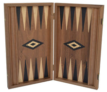 Load image into Gallery viewer, Walnut wood 15" Backgammon Set - Olive wood chips - Handmade in Greece