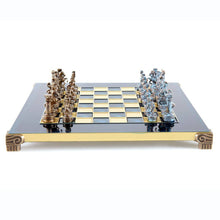 Load image into Gallery viewer, Greek Roman Army Chess Set - Blue Copper Pawns - Blue chess Board