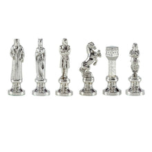 Load image into Gallery viewer, Renaissance Chess Set - Brass Nickel Pawns - Brown chess Board