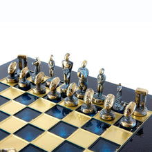 Load image into Gallery viewer, Cycladic Art Chess Set - Bronze Material - Blue Handmade chess Board