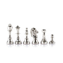 Load image into Gallery viewer, Classic Metal Staunton Chess Set - Brass Nickel Pawns Blue oxidized chess Board