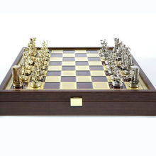 Load image into Gallery viewer, Minoan Period Chess Set - Brass Nickel Pawns - Red Wooden case Board