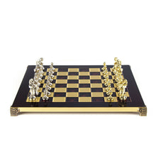 Load image into Gallery viewer, Classic Metal Staunton Chess Set - Brass Nickel Pawns - Red chess Board