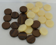 Load image into Gallery viewer, 30 Small Acrylic Backgammon Checkers - Chips Brown & Ivory 1 inch - High Quality