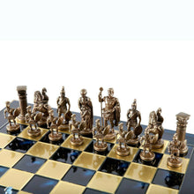 Load image into Gallery viewer, Greek Roman Army Large Chess Set - Blue Copper Pawns - Blue chess Board