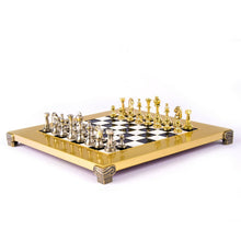 Load image into Gallery viewer, Classic Metal Staunton small Chess Set - Brass Nickel Pawns - Gold Black Board