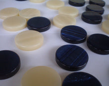 Load image into Gallery viewer, 30 Acrylic Backgammon Checkers - Chips Blue & Ivory 1.4 inches - High Quality