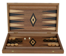 Load image into Gallery viewer, Walnut wood 15" Backgammon Set - Olive wood chips - Handmade in Greece
