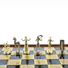 Load image into Gallery viewer, Minoan Period Chess Set - Brass Nickel Pawns - Blue Wooden case Board