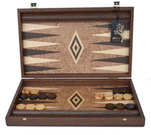 Load image into Gallery viewer, Walnut Blur Backgammon Set - Olive wood checkers - Handmade in Greece