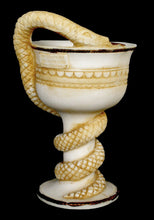 Load image into Gallery viewer, Alabaster aged Cup with snake design - Symbol of healing - Guardian of sacred places