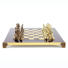 Load image into Gallery viewer, Greek Roman Army Chess Set - Brass Copper Pawns - Red chess Board