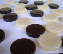 Load image into Gallery viewer, 30 Acrylic Backgammon Checkers - Chips Brown & Ivory 1.4 inches - High Quality