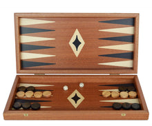 Load image into Gallery viewer, 15" Mahogany Backgammon Set - Olive Checkers