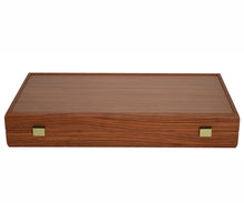 Load image into Gallery viewer, 15" Mahogany Backgammon Set - Red White Checkers