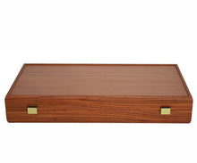 Load image into Gallery viewer, 15" Mahogany Backgammon Set - Green White Checkers