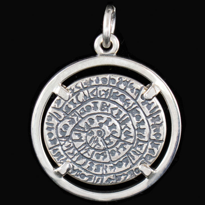 Phaistos Disk Large Pendant - Sterling Silver - Minoan Period