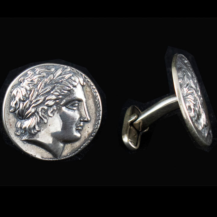 Apollo Sterling Silver Cufflinks - Olympian God of Healing Music Poetry - Apulu