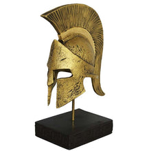 Load image into Gallery viewer, King Leonidas Helmet Spartan Hero - Alabaster Small Sculpture with Bronze Effect

