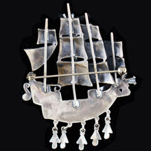 Load image into Gallery viewer, Pirates of the Caribbean Silver Ship Brooch - High quality Handmade item
