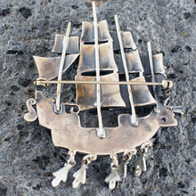 Load image into Gallery viewer, Pirates of the Caribbean Silver Ship Brooch - High quality Handmade item
