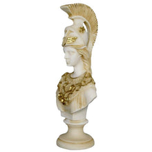 Load image into Gallery viewer, Goddess Athena Alabaster aged bust - Symbol of Wisdom Strength Strategy
