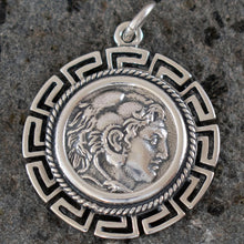 Load image into Gallery viewer, Alexander The Great Hercules Silver Coin Pendant With Meander - Macedonia King
