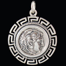 Load image into Gallery viewer, Alexander The Great Hercules Silver Coin Pendant With Meander - Macedonia King
