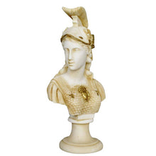 Load image into Gallery viewer, Goddess Athena Alabaster aged bust - Symbol of Wisdom Strength Strategy Minerva
