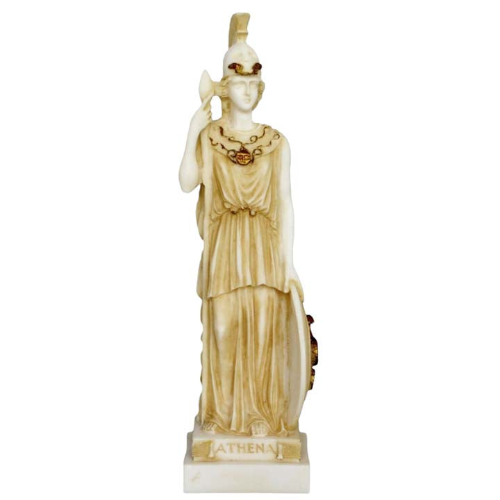 Goddess Athena Alabaster aged sculpture - Symbol of Wisdom Strength Strategy